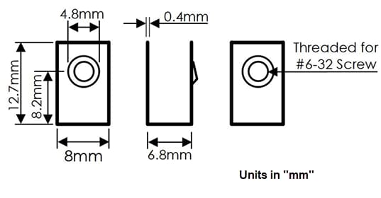 Mechanical Drawing - Orion Fans FANCLIP Mounting Clips for Fans with 4mm Holes
